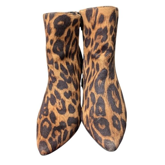 Rampage Womens Cheetah Ankle‎ Booties 7M Teeny Pointed Toe Kitten Heel Mob Wife - Picture 8 of 14